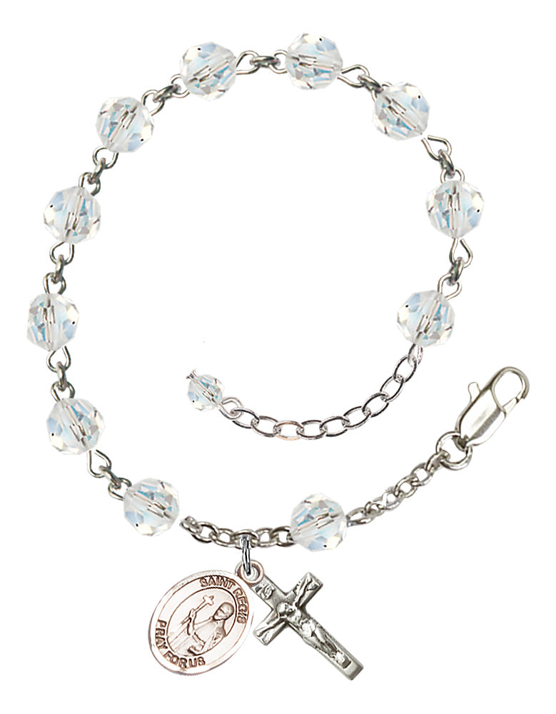 Saint Regis Rosary Bracelet - Sterling Silver - April - Crystal