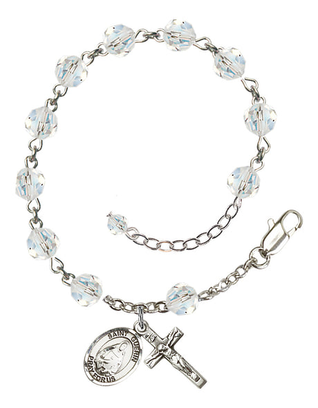 Saint Theodora Rosary Bracelet - Sterling Silver - April - Crystal