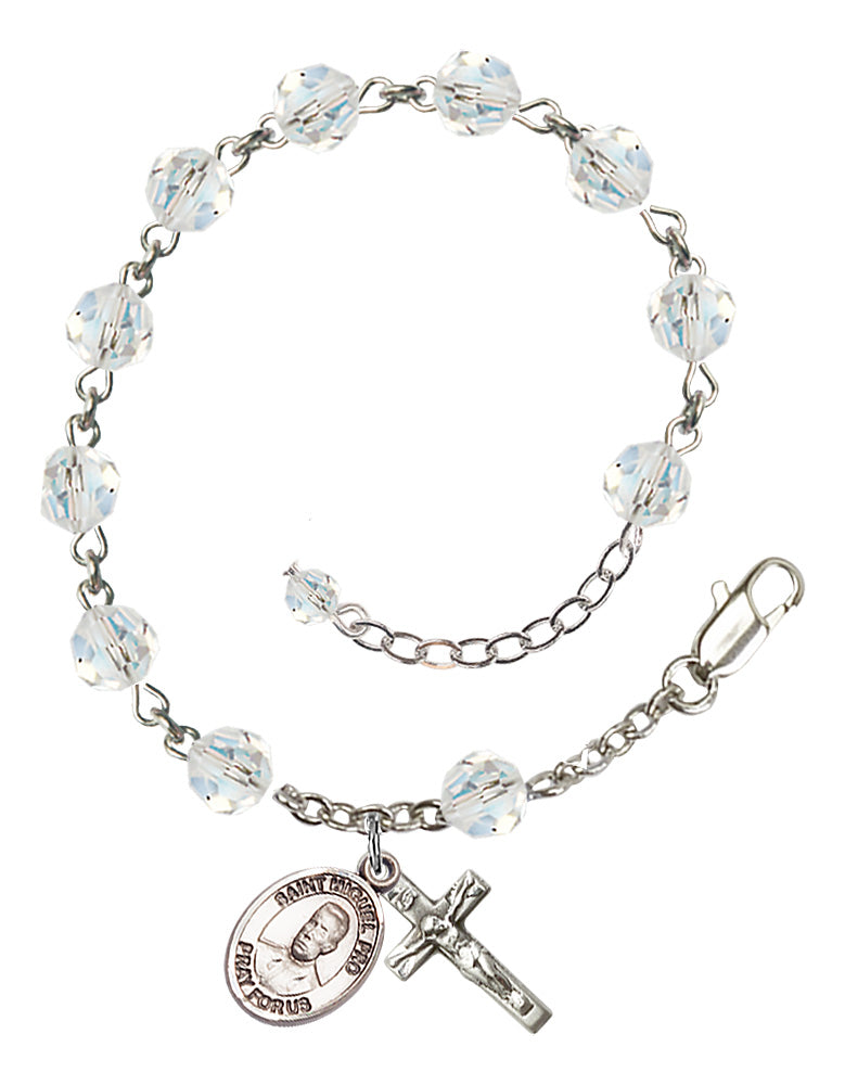 Blessed Miguel Pro Rosary Bracelet - Sterling Silver - April - Crystal