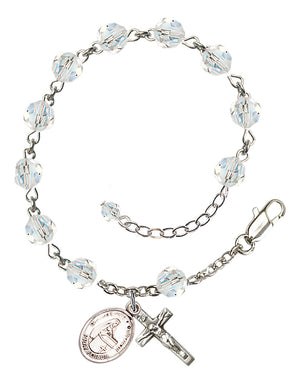 Blessed Emilee Doultremont Rosary Bracelet - Sterling Silver - April - Crystal