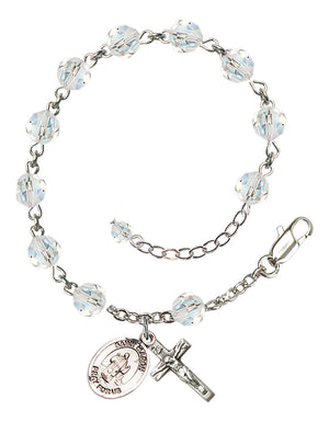 Saint Maron Rosary Bracelet - Sterling Silver - April - Crystal