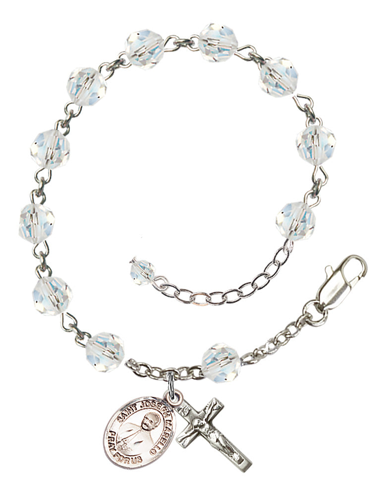 Saint Joseph Marello Rosary Bracelet - Sterling Silver - April - Crystal