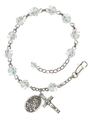 Our Lady of Precious Blood Rosary Bracelet - Sterling Silver - April - Crystal
