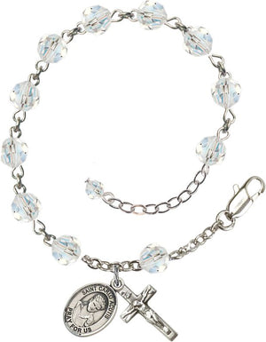 St. Carlo Acutis Birthstone Rosary Bracelet, Austrian Crystal & Sterling Silver