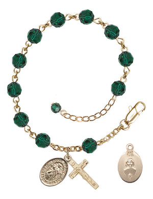Divine Mercy Rosary Bracelet - 14K Gold Filled - May - Emerald