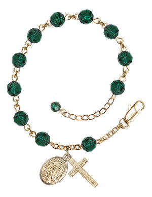 Our Lady of Precious Blood Rosary Bracelet - 14K Gold Filled - May - Emerald