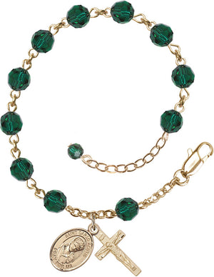 Saint Carlo Acutis Rosary Bracelet - 14K Gold Filled - May - Emerald