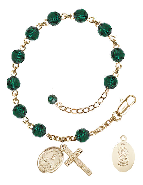 Scapular Rosary Bracelet - 14K Gold - May - Emerald