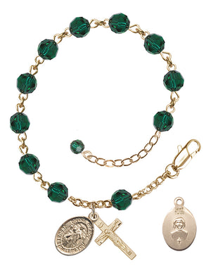 Divine Mercy Rosary Bracelet - 14K Gold - May - Emerald