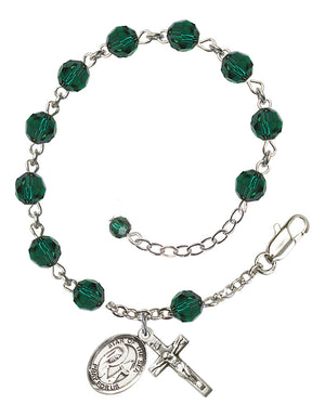 Our Lady Star of the Sea Rosary Bracelet - Sterling Silver - May - Emerald