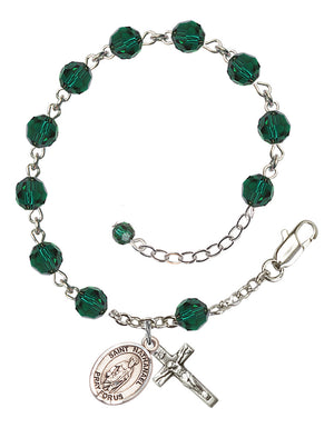 Saint Nathanael Rosary Bracelet - Sterling Silver - May - Emerald