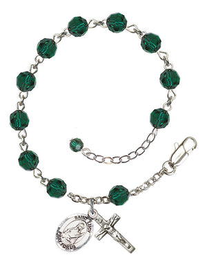 Saint Lucy Rosary Bracelet - Sterling Silver - May - Emerald