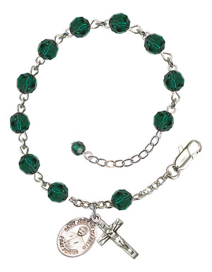 Saint Joseph Marello Rosary Bracelet - Sterling Silver - May - Emerald