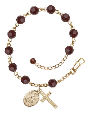 Saint Jason Rosary Bracelet - 14K Gold Filled - January - Garnet