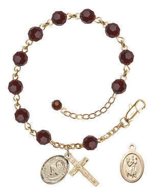 Saint Christopher Dance Rosary Bracelet - 14K Gold Filled - January - Garnet