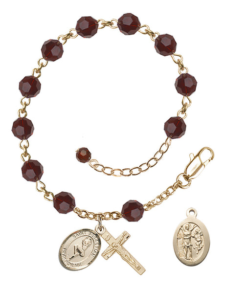 Saint Sebastian Dance Rosary Bracelet - 14K Gold Filled - January - Garnet