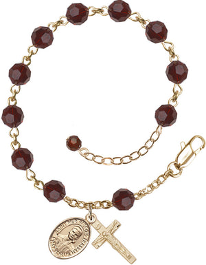 Blessed Pier Giorgio Frassati Rosary Bracelet - 14K Gold Filled - January - Garnet