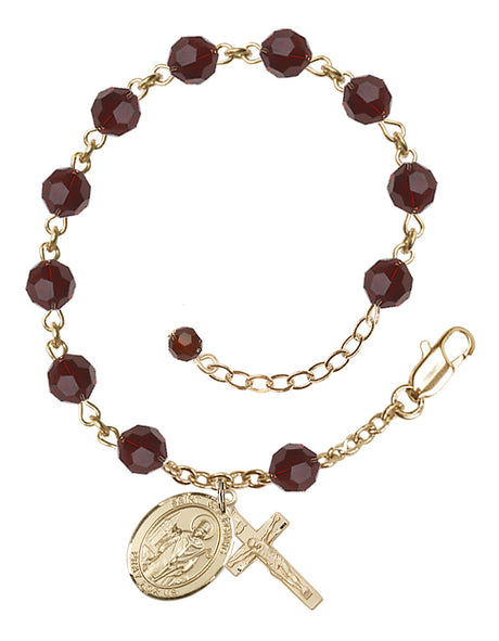 Saint Wolfgang Rosary Bracelet - 14K Gold Filled - January - Garnet