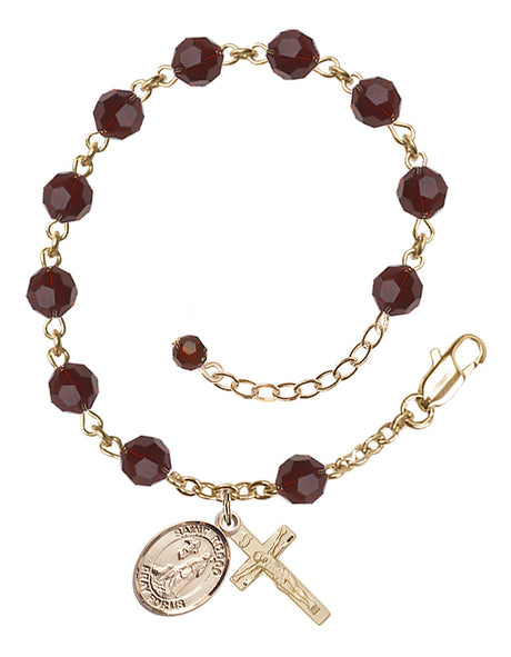 Saint Rocco Rosary Bracelet - 14K Gold Filled - January - Garnet