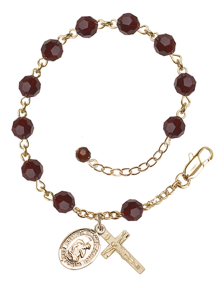 Blessed Herman the Cripple Rosary Bracelet - 14K Gold Filled - January - Garnet