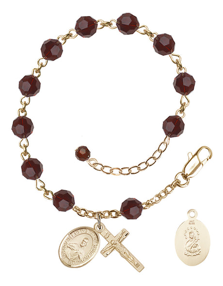 Scapular Rosary Bracelet - 14K Gold - January - Garnet