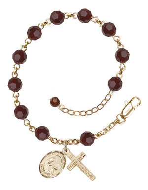 Our Lady Star of the Sea Rosary Bracelet - 14K Gold - January - Garnet