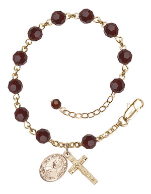 Saint Marcellin Champagnat Rosary Bracelet - 14K Gold - January - Garnet