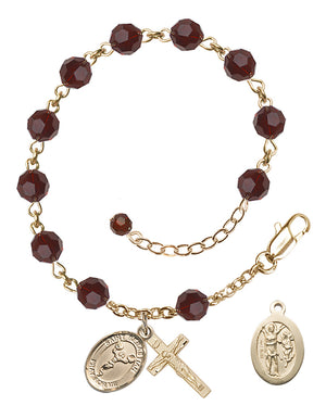 Saint Sebastian Cheerleading Rosary Bracelet - 14K Gold - January - Garnet