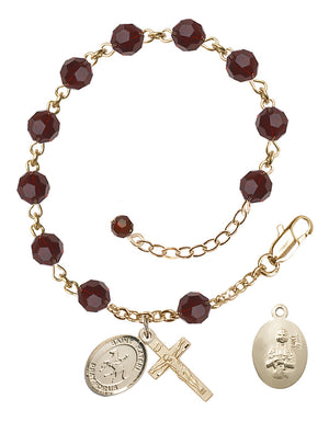 Saint Kateri Equestrian Rosary Bracelet - 14K Gold - January - Garnet