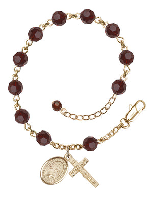 Our Lady of Perpetual Help Rosary Bracelet - 14K Gold - January - Garnet