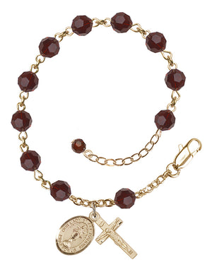 Our Lady of All Nations Rosary Bracelet - 14K Gold - January - Garnet