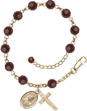 Blessed Pier Giorgio Frassati Rosary Bracelet - 14K Gold - January - Garnet