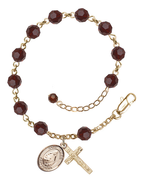 Saint Theodora Rosary Bracelet - 14K Gold - January - Garnet