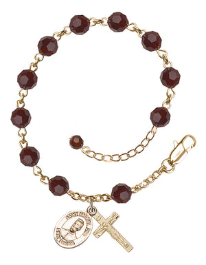 Blessed Miguel Pro Rosary Bracelet - 14K Gold - January - Garnet