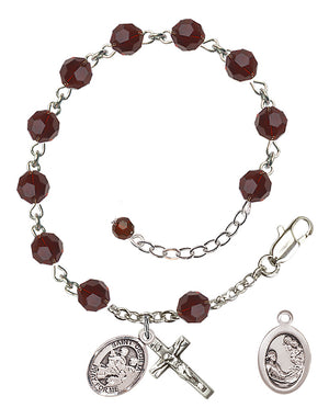 Saint Cecilia Marching Band Rosary Bracelet - Sterling Silver - January - Garnet