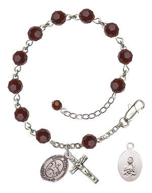 Saint Kateri Equestrian Rosary Bracelet - Sterling Silver - January - Garnet