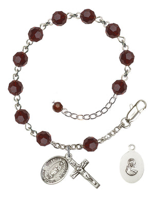 Our Lady of Guadalupe Rosary Bracelet - Sterling Silver - January - Garnet