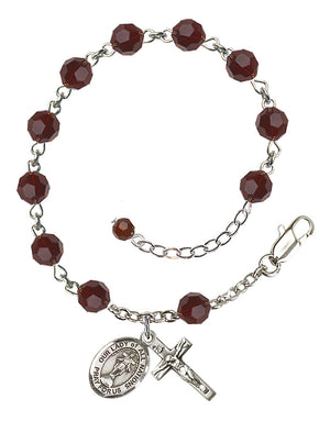 Our Lady of All Nations Rosary Bracelet - Sterling Silver - January - Garnet