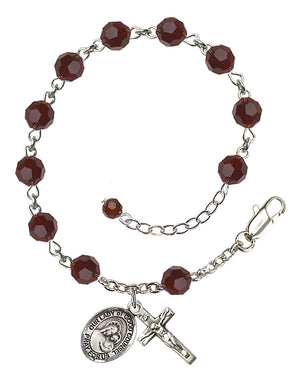 Our Lady of Good Counsel Rosary Bracelet - Sterling Silver - January - Garnet