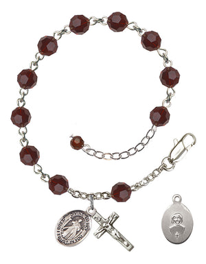 Divine Mercy Rosary Bracelet - Sterling Silver - January - Garnet