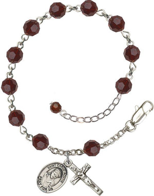 St. Carlo Acutis Birthstone Rosary Bracelet, Austrian Crystal & Sterling Silver