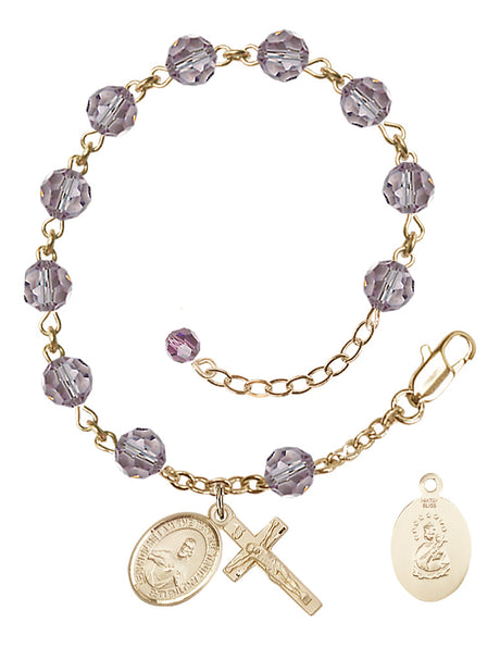 Scapular Rosary Bracelet - 14K Gold Filled - June - Light Amethyst