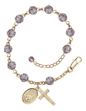 Maria Stein Rosary Bracelet - 14K Gold Filled - June - Light Amethyst