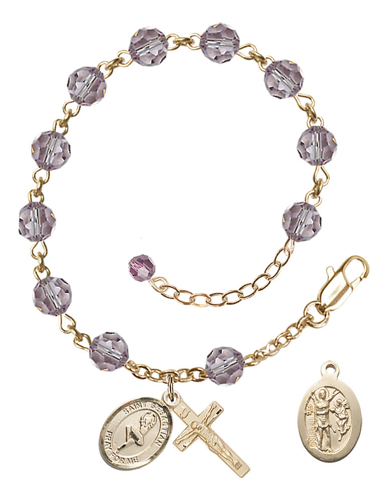 Saint Sebastian Dance Rosary Bracelet - 14K Gold Filled - June - Light Amethyst