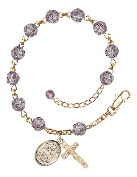Saint Cecilia Choir Rosary Bracelet - 14K Gold Filled - June - Light Amethyst