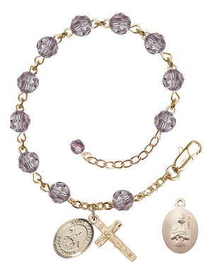 Saint Kateri Equestrian Rosary Bracelet - 14K Gold Filled - June - Light Amethyst