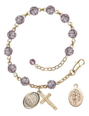 Saint Sebastian Fishing Rosary Bracelet - 14K Gold Filled - June - Light Amethyst