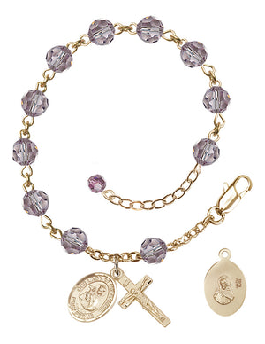 Our Lady of Mount Carmel Rosary Bracelet - 14K Gold Filled - June - Light Amethyst