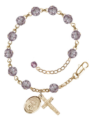 Blessed Caroline Gerhardinger Rosary Bracelet - 14K Gold Filled - June - Light Amethyst