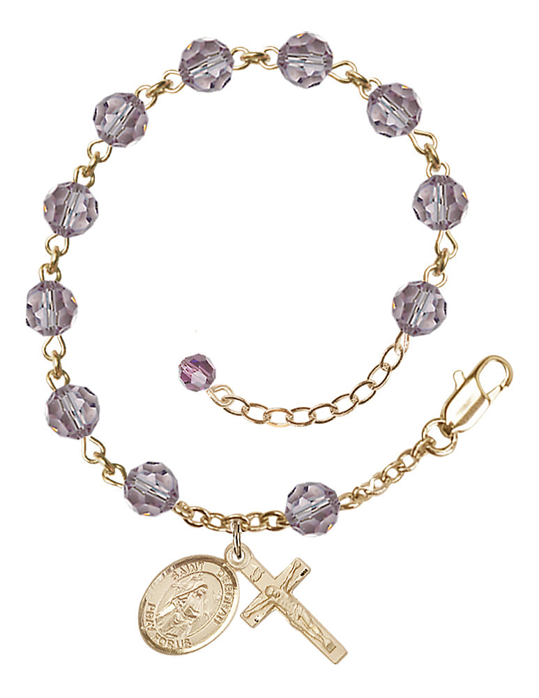 Saint Deborah Rosary Bracelet - 14K Gold Filled - June - Light Amethyst